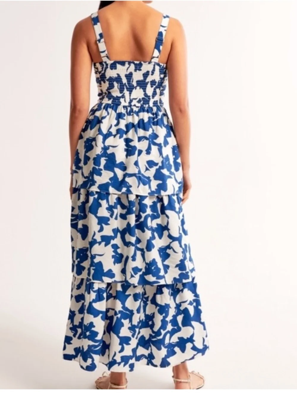 Abercrombie Emerson Tiered Maxi Dress in Blue Pattern Size Small